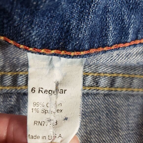 J Crew Womens Jeans Size 6 Reg Stretch Distressed Raw Hem Bootcut Blue Denim Mid - Picture 9 of 11